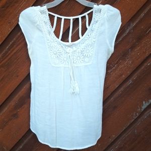 E&M Sheer Strappy Tank Top, Detailed  flowers